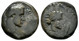 PONTOS.Comana.Caligula.(37-41).Ae.

Obv : ΓAIOΣ KAIΣAP.
Laureate head of Gaius to right.

Rev : KOMANωN - ЄTOYC / Δ.
Radiate and draped bust to right ...