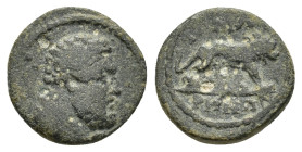 LYDIA. Thyateira. Pseudo-autonomous issue..(2nd-3rd century AD). Ae.

Obv : Head of Herakles right.

Rev : ΘVΑTIPHNΩN.
Lion walking right.
BMC 40.

Co...