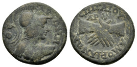 PHRYGIA. Amorium. Pseudo-autonomous issue.(Circa 193-211).Ae.

Obv : ΘΕΑ ΡΩΜΗ.
Helmeted bust of Roma, right, with side of drapery on left shoulder.

R...