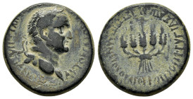 PHRYGIA.Apameia.Vespasian.(69-79).Ae.

Obv : AYTOKPATΩP KAIΣAP ΣEBAΣTOΣ OYEΣΠΑΣIANOΣ.
Laureate head right.

Rev : EΠΙ ΠΛΑΝΚΙΟΥ ΟΥΑΡΟΥ ΚΟΙΝΟN ΦΡΥΓΙΑΣ Α...