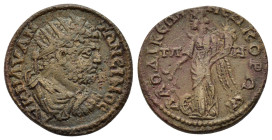 PHRYGIA. Laodicea. Caracalla (198-217). Ae.

Obv : AV K M AV ANTΩNЄINOC.
Radiate, draped and cuirassed bust right.

Rev : ΛAOΔIKЄΩN NЄΩKOPΩN / T ΠH.
T...