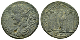 CARIA. Aphrodisias. Gallienus.(253-268). Ae.

Obv : AV KAI ΠO ΛI ΓAΛΛIHNOC.
Radiate, draped and cuirassed bust left.

Rev : AΦPOΔICIЄΩN.
Tetrast...