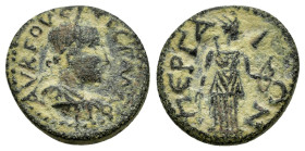 PAMPHYLIA. Perge. Trebonianus Gallus.(251-253). Ae.

Obv : ΑΥ Κ Γ ΟΥΕΙ ΤΡΕ ΓΑΛΛΟΝ.
Laureate, draped and cuirassed bust right, seen from rear.

Rev : Π...