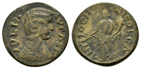 PISIDIA. Antioch.Julia Domna.(193-217). Ae.

Obv : IVLIA AVGVSTA, draped bust of Julia Domna right .

Rev : ANTIOCHE GEN COL CA.
Tyche standing facing...