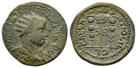 PISIDIA.Antioch.Philip I The Arab..(244-249).Ae.

Obv : IMP N IVL PHILIPPVS P F AVG P M.
Radiate, draped and cuirassed bust right, seen from rear.

Re...