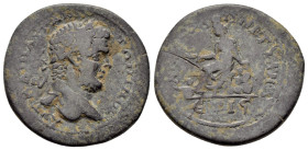 CAPPADOCIA. Tyana. Caracalla.(198-217). Ae. 

Obv : AVT KAI M AVP ANTΩNINOC.
Laureate head right.

Rev : ANT KOΛΩNI TVANΩN / ЄT Iς.
Tyche seated left ...