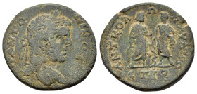 CAPPADOCIA. Tyana. Caracalla.(198-217). Ae.

Obv : M AVP ANTΩNINOC.
Laureate head right. 

Rev : ANT KOΛΩN TVANΩN / ЄT Iς. 
Hygieia standing right, fe...