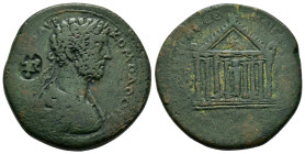 CILICIA. Aegae. Commodus.(177-192). Ae. 

Obv : … …...... ΚΟΜΜΟΔΟϹ.
Laureate, draped and cuirassed bust right.

Rev : ….... ….. ΑΙΓΕ…......
Temple wit...