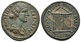 CILICIA. Anazarbus.Faustina II.(Augusta, 147-175). Ae.

Obv : ΦΑΥϹΤΕΙΝΑ ϹΕΒΑϹΤΗ.
Draped bust right.

Rev : ΚΑΙϹ ΤΩΝ ΠΡ ΤΩ ΑΝΑΖΑΡΒΩ ΒΠΡ.
Temple w...