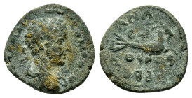 CILICIA. Anazarbus. Commodus.(180-193). Ae.

Obv : AYTO Λ AY KOMOΔOC.
Laureate, draped and cuirassed bust right.

Rev : ANAZAPBE / ΘP(retrograde)Ρ.
Ca...