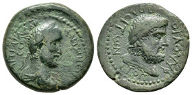 CILICIA. Flaviopolis. Antoninus Pius.(138-161). Ae.

Obv : ΑVΤ ΚΑΙ ΤΙ ΑΙΛ ΑΔΡ ΑΝΤωΝЄΙΝΟС СЄΒ.
Laureate and draped bust of Antoninus Pius right.

Rev :...