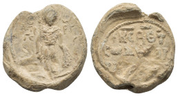 BYZANTINE LEAD SEAL.(Circa 7th-11th Century).Pb.

Condition : Good very fine.

Material : Lead.
Axis : 12h.

Weight : 8.83 gr.
Diameter : 22 mm.