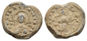 BYZANTINE LEAD SEAL.(Circa 7th-11th Century).Pb.

Condition : Good very fine.

Material : Lead.
Axis : 12h.

Weight : 6.25 gr.
Diameter : 17 mm.