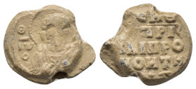 BYZANTINE LEAD SEAL.(Circa 7th-11th Century).Pb.

Condition : Good very fine.

Material : Lead.
Axis : 12h.

Weight : 5.82 gr.
Diameter : 18 mm.