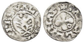 FRANCE. Provence. Valence. Anonymous Bishops.(12th century).Denier.

Obv : +S APOLLINARIS.
Cross with annulet.

Rev : +VRBS VALENTIAI.
Angel with spre...