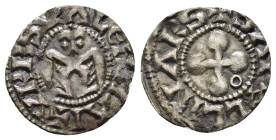 FRANCE. Provence. Valence. Anonymous Bishops.(12th century).Denier.

Obv : +S APOLLINARIS.
Cross with annulet.

Rev : +VRBS VALENTIAI.
Angel with spre...