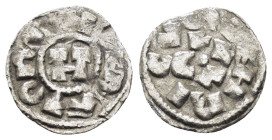 ITALY.Lucca.Henry II.(1004-1024).BI Denaro.

Obv : Concentric legend around H within inner border.

Rev : ENRICVS.
Concentric legend around LVCA, with...