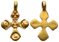 ANCIENT BYZANTINE EMPIRE.GOLD CROSS.(8th-10th century).Au.

Condition : Good very fine.

Material : Gold.

Weight : 4.33 gr.
Diameter : 26X19 m...