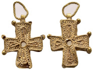 ANCIENT BYZANTINE EMPIRE.GOLD CROSS.(8th-10th century).Au.

Condition : Good very fine.

Material : Gold.

Weight : 5.11 gr.
Diameter : 37X23 m...