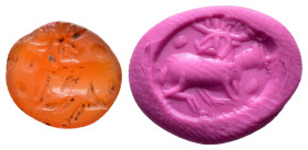 ANCIENT ROMAN CARNELIAN INTAGLIO.(1st-2nd century ).

Condition : Good very fine.

Material : Cornelian.

Weight : 0.61 gr.
Diameter : 12X10 mm...