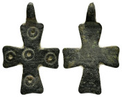 BYZANTINE EMPIRE.Bronze Cross.(8th-10th century).Ae.

Condition : Good very fine.

Material : Bronze.

Weight : 1.96 gr.
Diameter : 26 mm.