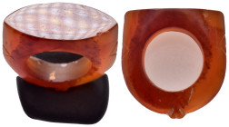 ANCIENT SASANIAN CARNELIAN RING.().

Condition : Good very fine.

Material : Cornelian.

Weight : 8.12 gr.
Diameter : 29 mm.