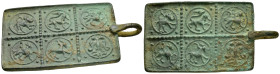 MEDIVAL ARMENIAN BRONZE NECKLACE.(13th-15th ceuntry).Ae.

Condition : Good very fine.

Material : Bronze.

Weight : 49.37 gr.
Diameter : 74X39 mm.