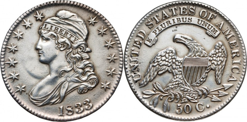 United States of America, 50 Cents 1833, Philadelphia, Capped Bust Slightly clea...