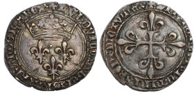 Louis XI 1461-1483
Gros de Roi, Lyon, treflé, AG 3.43 g. 
Ref : G. 34, Dy. 548, Ciani 752
Conservation :TTB +