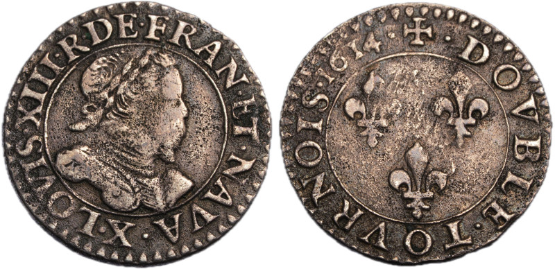 Losuis XIII 1610-1643
Essai en argent du double tournois , Amiens , 1614, AG 2.3...