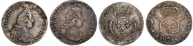 Lot de deux monnaies de 1/12 Écu aux insignes et aux palmes, Paris, 1702 A et Lyon 1699 D
Ref : G. 119-121
Conservation : TB-TTB