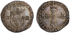 Louis XIII 1610-1643-1715
1/4 Écu à la croix fleurdelisée, Bordeaux, 1643 K, AG 9.54 g.
Ref : G. 27 (R)
Conservation : Superbe