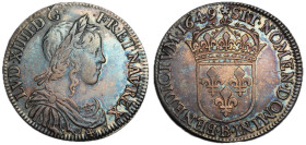 Louis XIV 1643-1715
1/2 Écu à la mèche longue, Rouen, 1649 B, AG 13.69 g.
Ref : G. 169
Conservation : TTB