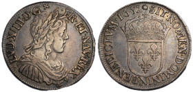 Louis XIV 1643-1715
1/2 Écu à la mèche longue, Montpellier, 1652 N, AG 13.57 g.
Ref : G. 169
Conservation : TB-TTB