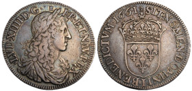 Louis XIV 1643-1715
1/2 Écu au buste juvénile, 1er poinçon, Limoges, 1661 I, AG 13.52 g.
Ref : G. 173 (R2)
Conservation : TB-TTB