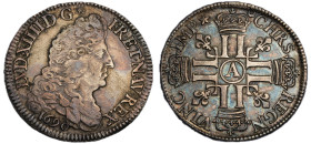 Louis XIV 1643-1715
1/2 Écu aux 8 L, réformation, Paris, 1690 A, AG 13.36 g.
Ref : G. 184 (R)
Conservation : TTB-SUP