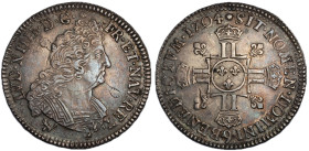 Louis XIV 1643-1715
1/2 Écu aux 8 L 2ème type, rf, Rennes, 1704 9, AG 13.34 g.
Ref : G. 194 (R)
Conservation : TTB-SUP