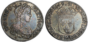 Louis XIV 1643-1715
Écu à la mèche longue, Toulouse, 1649 M, AG 27.08 g.
Ref : G. 202 
Conservation : TTB