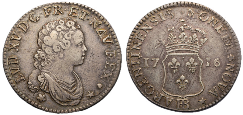 Louis XV 1715-1774
40 Sols de Strasbourg, 1716 BB, rf, AG 12.21 g.
Ref : G. 309 ...