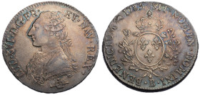 Louis XVI 1774-1792
Écu aux branches d'olivier, Rouen, 1783 B, AG 29.30 g.
Ref : G.356 (R2)
Conservation : TTB. Rare