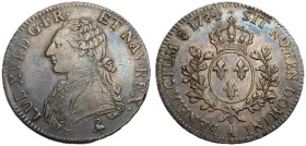 Louis XVI 1774-1792
Écu aux branches d'olivier, Paris, 1784 A, AG 29.25 g.
Ref : G.356 
Conservation : TTB