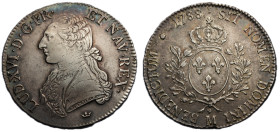Louis XVI 1774-1792
Écu aux branches d'olivier, Toulouse, 1788 M, AG 29.32 g.
Ref : G.356 
Conservation : TTB