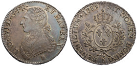 Louis XVI 1774-1792
Écu aux branches d'olivier, Limoges, 1789 I, AG 29.20 g.
Ref : G.356 (R2)
Conservation : Superbe