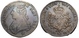 Louis XVI 1774-1792
Écu aux branches d'olivier, Marseille, 1789 MA, AG 29.06 g.
Ref : G.356 (R2)
Conservation : TTB. Rare