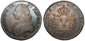 Louis XVI 1774-1792
Écu aux branches d'olivier, Paris, 1790 A, AG 29.50 g.
Ref : G.356 
Conservation : TTB-SUP