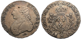 Louis XVI 1774-1792
Écu aux branches d'olivier, Montpellier, 1791 N, AG 29.25 g.
Ref : G.356 (R4)
Ex vente Inumis n° 30 lot 692
Conservation : TTB-SUP...