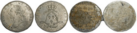 Louis XVI 1774-1792 Écu dit de Calonne, essai original à six pans de virole , deux clichés uniface, Paris, 1786 , Etain 11.15 g. 41 mm
Ref : C.2202 - ...