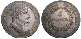 Premier Consul 1799-1804
5 francs , Paris, AN 12 A, AG 25.10 g. 
Ref : G. 577
Conservation : TTB-SUP