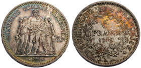 5 Francs Hercule, Paris, 1849 A, AG 25 g.
Ref : G.683
Conservation : FDC