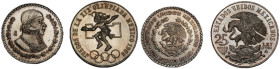 Mexico
Lot de deux monnaies en argent de 1 Peso 1965 et 25 Pesos 1968
Conservation : Superbe